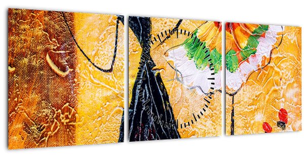 Obraz - Tančící baletky, olejomalba (s hodinami) (90x30 cm)