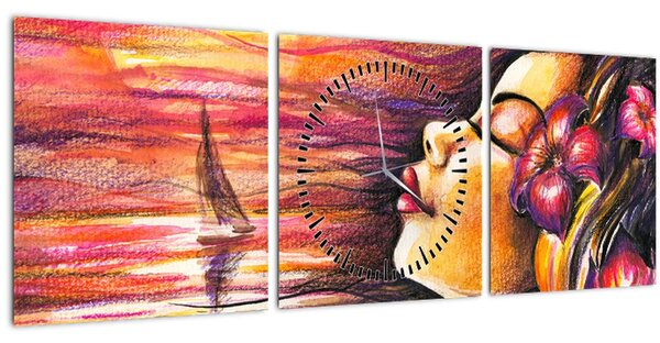 Obraz - Vzpomínky na léto (s hodinami) (90x30 cm)