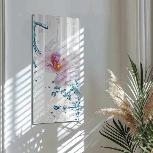 Skleněné hodiny vertikální Orchidej zsppb-30x60-00083597