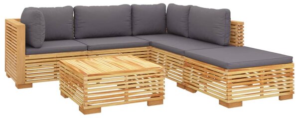 6dílná zahradní sedací souprava s poduškami masivní teak