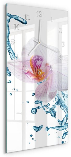 Skleněné hodiny vertikální Orchidej zsppb-30x60-00083597