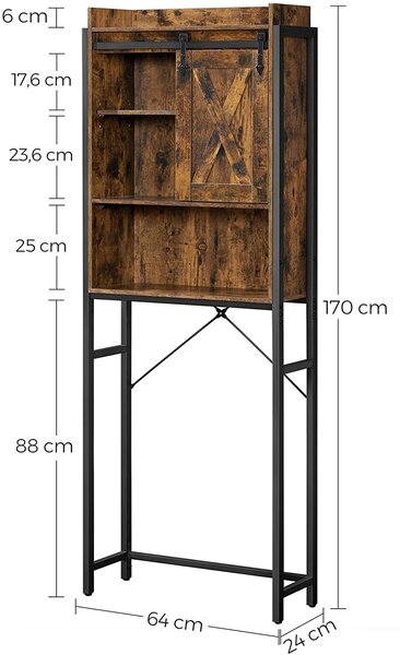 VASAGLE Regál za toaletu posuvná dvířka 64 x 171 x 24 cm