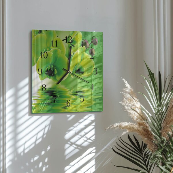 Skleněné hodiny na stěnu Orchidej zskc-30x30-00177612