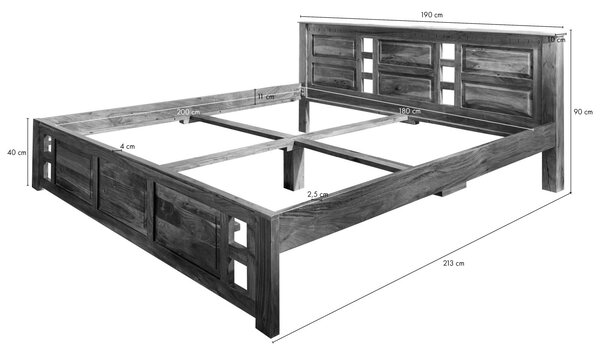 CAMBRIDGE HONEY Postel s vyřezávaným čelem 180x200 cm, akácie