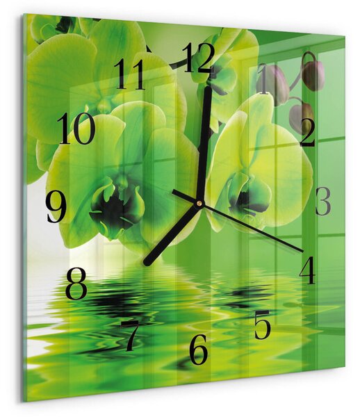 Skleněné hodiny na stěnu Orchidej zskc-30x30-00177612