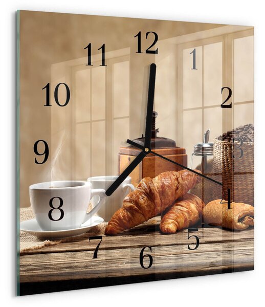 Skleněné hodiny na stěnu Croissanty zskc-30x30-00176940
