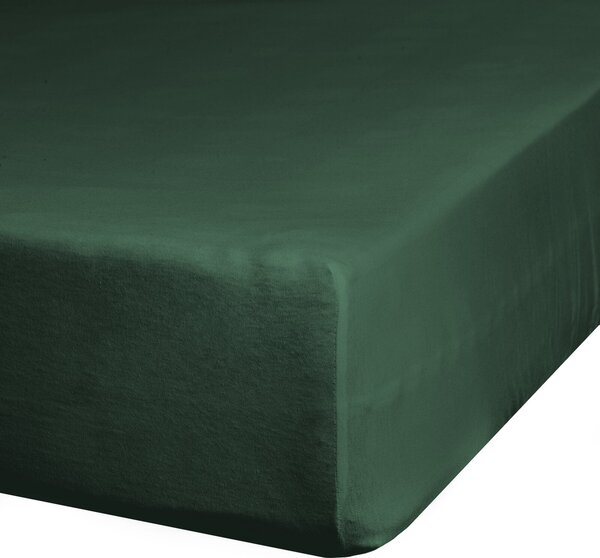 JERSEY PROSTĚRADLO 90X200 CM, VÝŠKA 25 CM TMAVĚZELENÉ