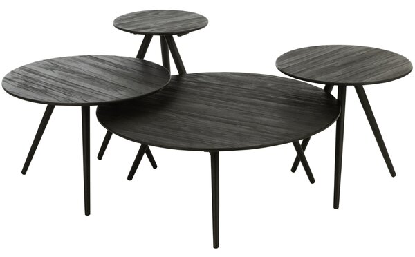 Set čtyř černých dřevěných odkládacích stolků J-line Takke 70/50/40/30 cm