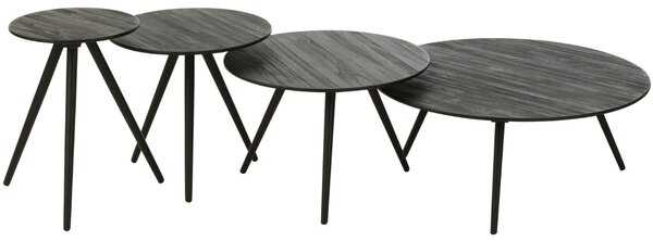 Set čtyř černých dřevěných odkládacích stolků J-line Takke 70/50/40/30 cm