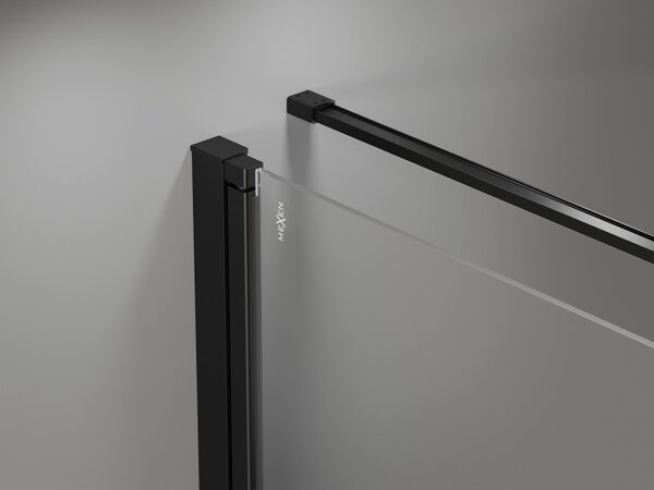 Mexen Mist-B, 1-křídlý ​​výklopný sprchový kout, pravý, 90 x 90 cm, čiré sklo-černý rám, 8A2T-090-090-70-70-P
