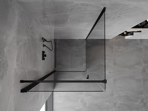 Mexen Mist-B, 1-křídlý ​​výklopný sprchový kout 70 x 70 cm, čiré sklo, černý profil, 8A2T-070-070-70-00