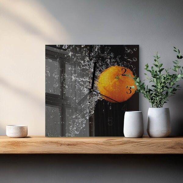 Skleněné hodiny na stěnu Pomerančový zskc-30x30-00179286