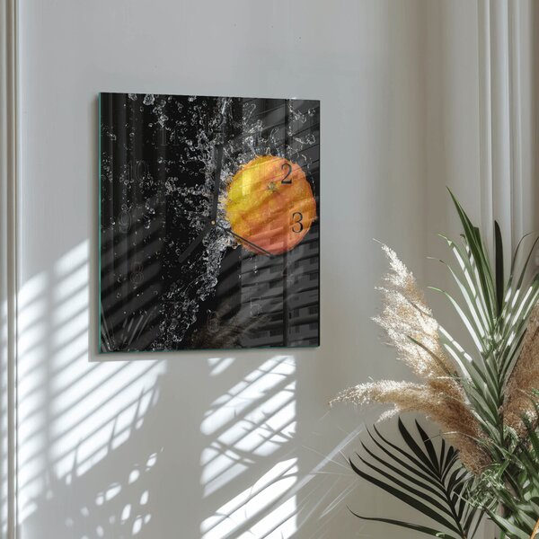 Skleněné hodiny na stěnu Pomerančový zskc-30x30-00179286