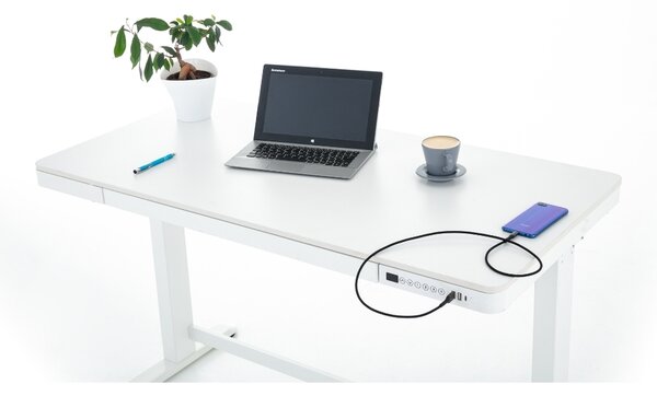 Výškově nastavitelný stůl OfficeTech 2, 120 x 60 cm, bílá