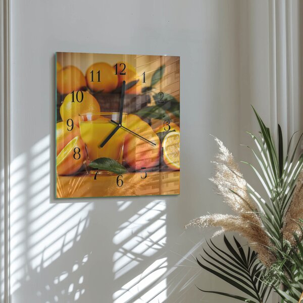 Skleněné hodiny na stěnu Pomeranče zskc-30x30-00178238