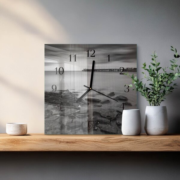 Skleněné hodiny na stěnu Břeh řeky zskc-30x30-00178933