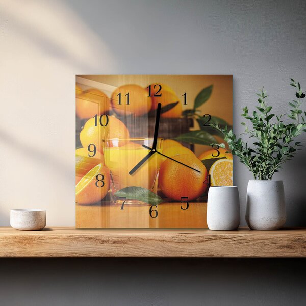Skleněné hodiny na stěnu Pomeranče zskc-30x30-00178238