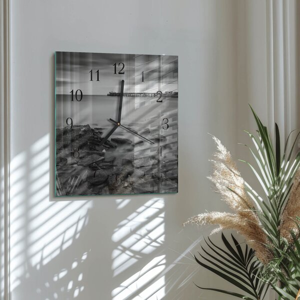 Skleněné hodiny na stěnu Břeh řeky zskc-30x30-00178933