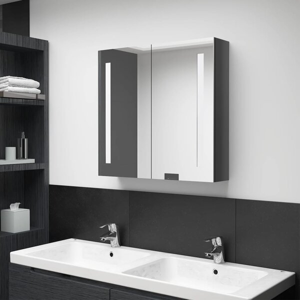 LED koupelnová skříňka se zrcadlem zářivě šedá 62 x 14 x 60 cm