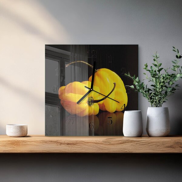 Skleněné hodiny na stěnu Pepř zskc-30x30-00180913