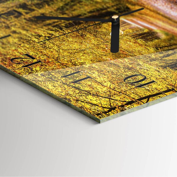 Skleněné hodiny na stěnu Lesní cesta zskc-30x30-00177114