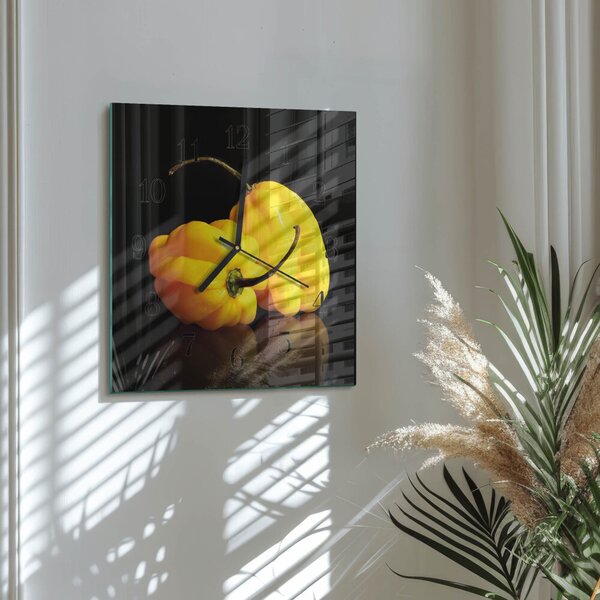 Skleněné hodiny na stěnu Pepř zskc-30x30-00180913