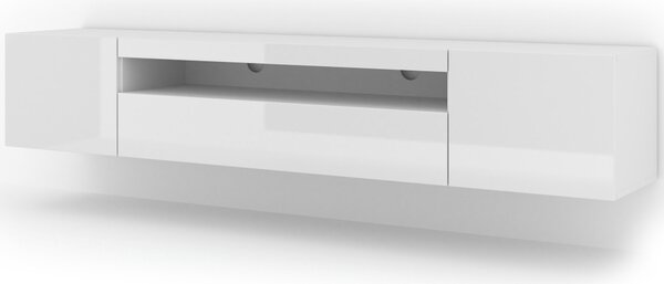 BIM Televizní stolek AURA 200 cm univerzální bílý lesk