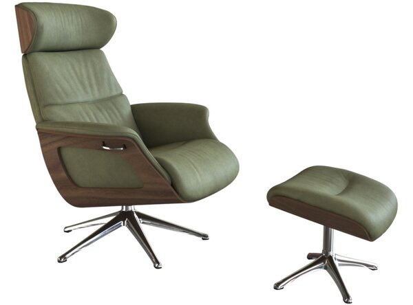 -25 % Dny MOMENTI– Zelené kožené lounge křeslo FLEXLUX CLEMENT MEDIUM III