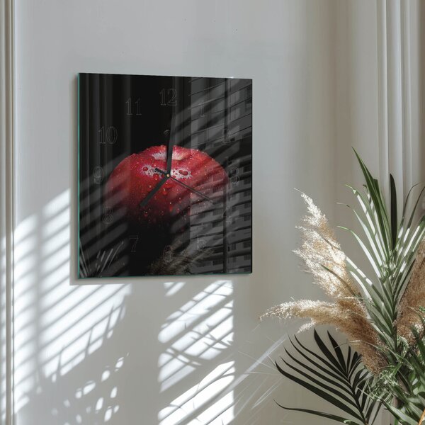 Skleněné hodiny na stěnu Jablko zskc-30x30-00184015