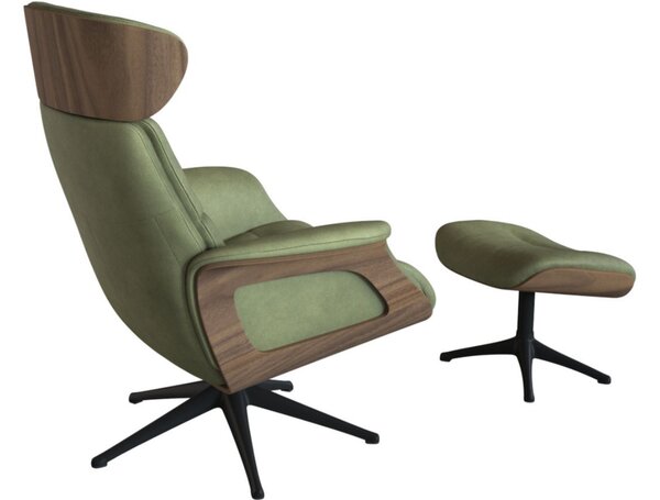 -25 % Dny MOMENTI– Zelené kožené lounge křeslo FLEXLUX CLEMENT MEDIUM II