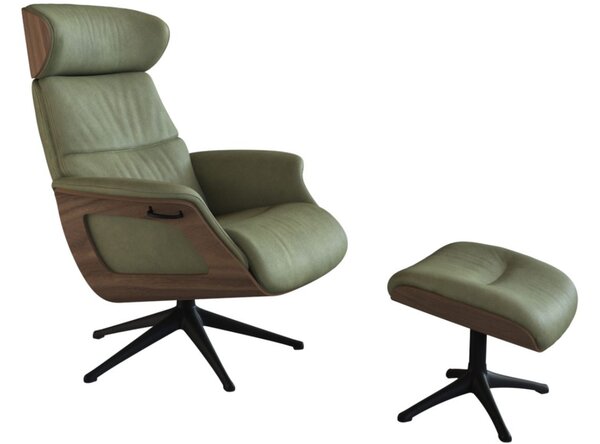 -25 % Dny MOMENTI– Zelené kožené lounge křeslo FLEXLUX CLEMENT MEDIUM II
