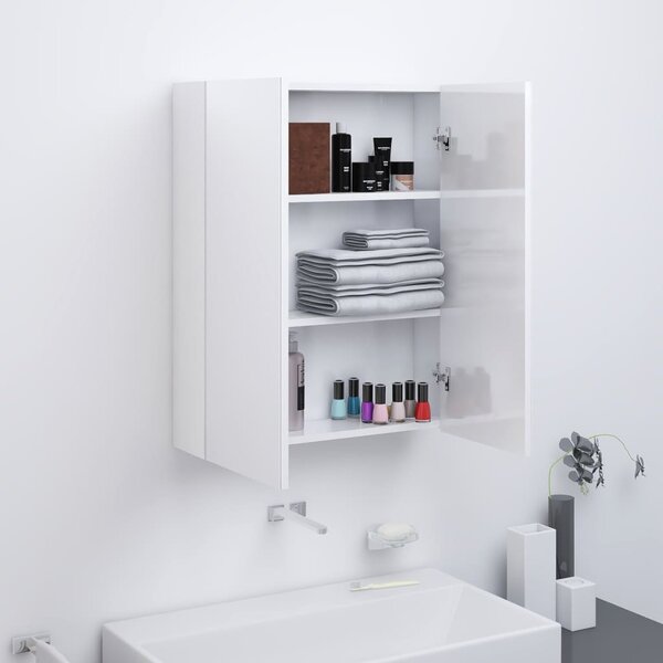 Koupelnová skříňka se zrcadlem 60 x 15 x 75 cm MDF zářivě bílá