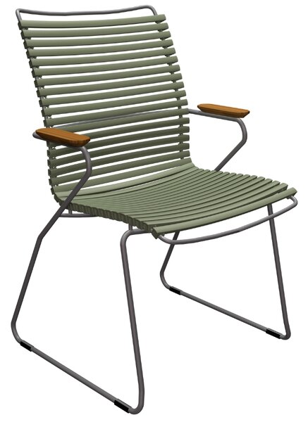Olivově zelená plastová zahradní židle HOUE Click II. s područkami