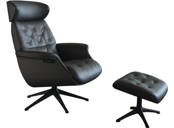 -25 % Dny MOMENTI– Černé kožené lounge křeslo FLEXLUX VOLDEN MEDIUM II