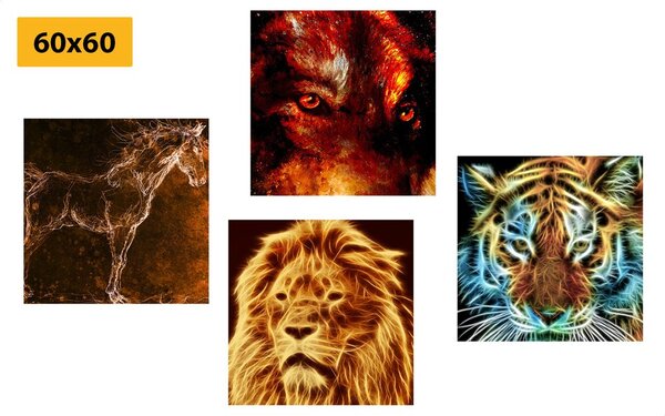 Set obrazů tajemná abstrakce zvířat