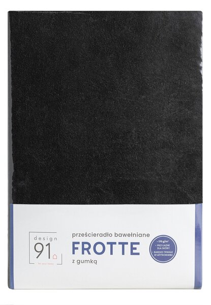 FROTÉ PROSTĚRADLO S GUMIČKOU 140X200 CM, VÝŠKA 20 CM ČERNÁ