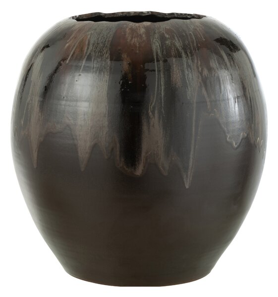 Hnědý keramický květináč J-line Potta 30 cm