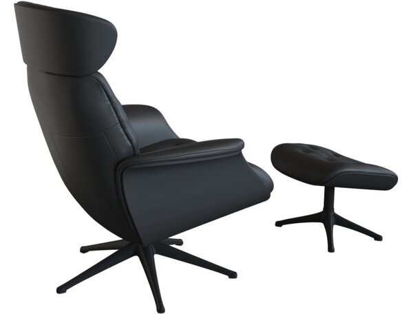 -25 % Dny MOMENTI– Černé kožené lounge křeslo FLEXLUX VOLDEN MEDIUM II