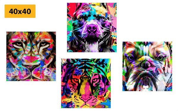 Set obrazů v zajímavém pop art stylu