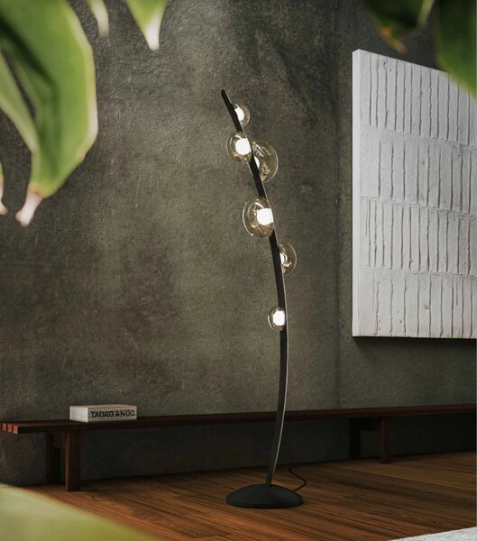 Luxusní stojací lampa Bomma Dew drops Stmívání, řízení: TRIAC (lze použít i bez stmívání), Barva skla: Perleťový pokov, Popruh: Veganská kůže