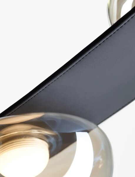 Luxusní stojací lampa Bomma Dew drops Stmívání, řízení: TRIAC (lze použít i bez stmívání), Barva skla: Perleťový pokov, Popruh: Veganská kůže