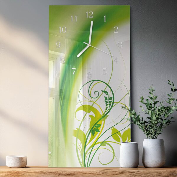 Skleněné hodiny vertikální Modelová rostlina zsppb-30x60-00080575