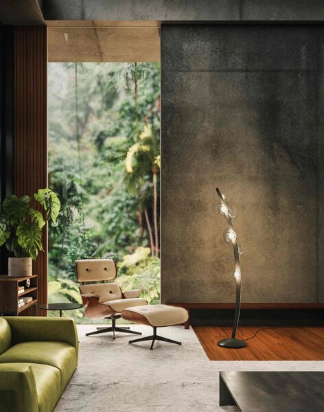 Luxusní stojací lampa Bomma Dew drops Stmívání, řízení: TRIAC (lze použít i bez stmívání), Barva skla: Perleťový pokov, Popruh: Veganská kůže