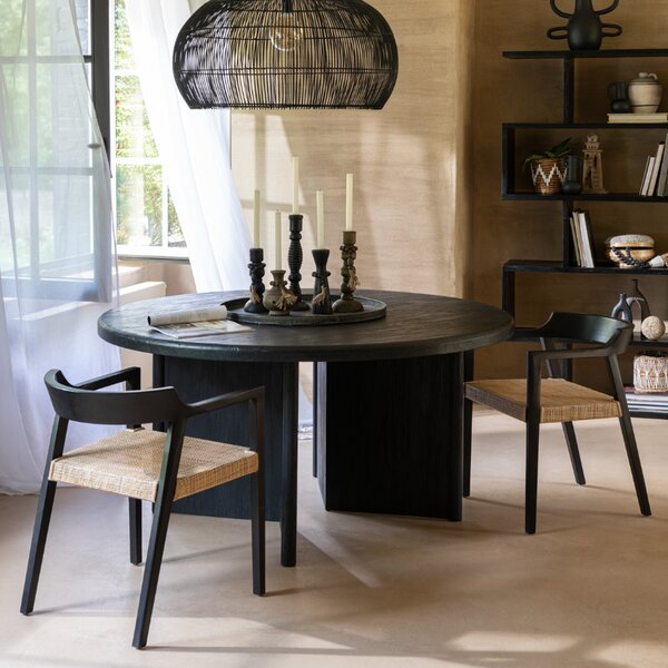 Černý teakový jídelní stůl J-line Blacky 150 cm