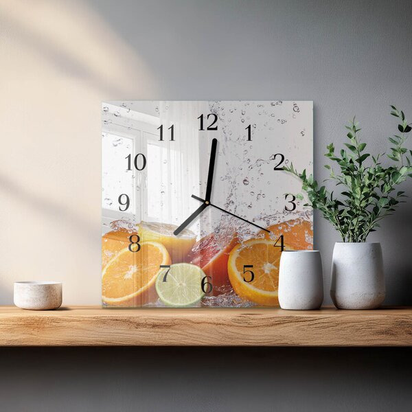Skleněné hodiny na stěnu Pomeranče zskc-30x30-00179317