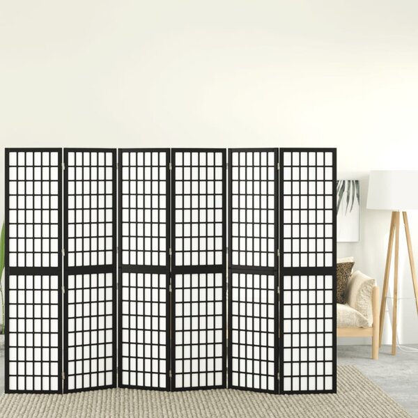 Skládací 6dílný paraván v japonském stylu 240 x 170 cm černý