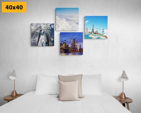 Set obrazů výhled na mrakodrapy ve městě New York