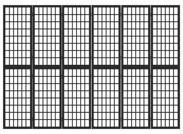 Skládací 6dílný paraván v japonském stylu 240 x 170 cm černý