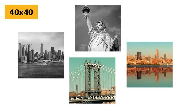 Set obrazů zajímavá kombinace města New York