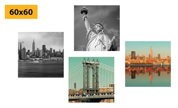 Set obrazů zajímavá kombinace města New York